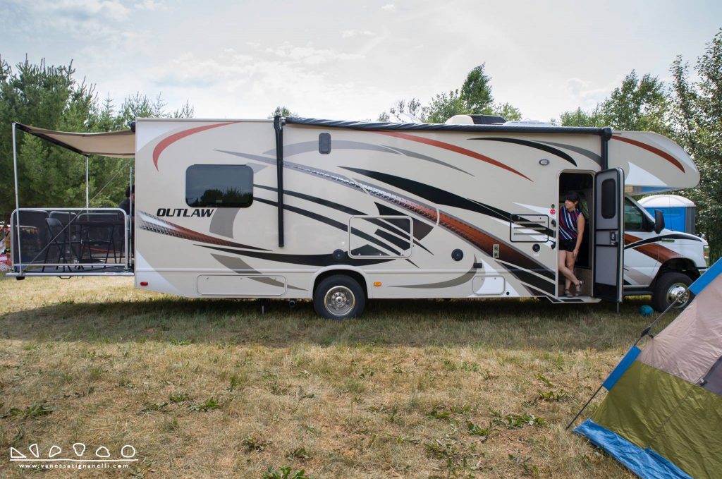 Exterior view of Near North Mobile Media Lab’s retrofitted motor home.