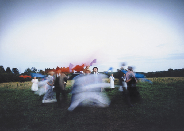 Actors perform in a field in 4th Line Theatre’s production of Fair Play.