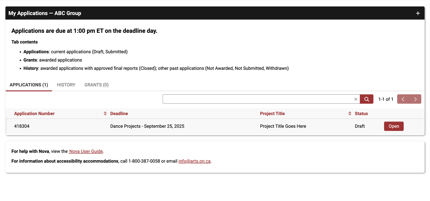 Screenshot of Nova interface