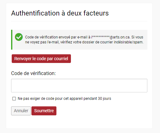 Capture d'écran pour authentication à deux facteurs